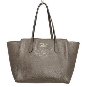 Auth GUCCI Swing Dark Gray Leather - Tote Bag